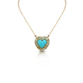 14k Small Turquoise Baguette Heart Necklace