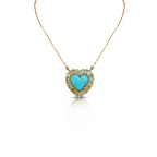 14k Small Turquoise Baguette Heart Necklace