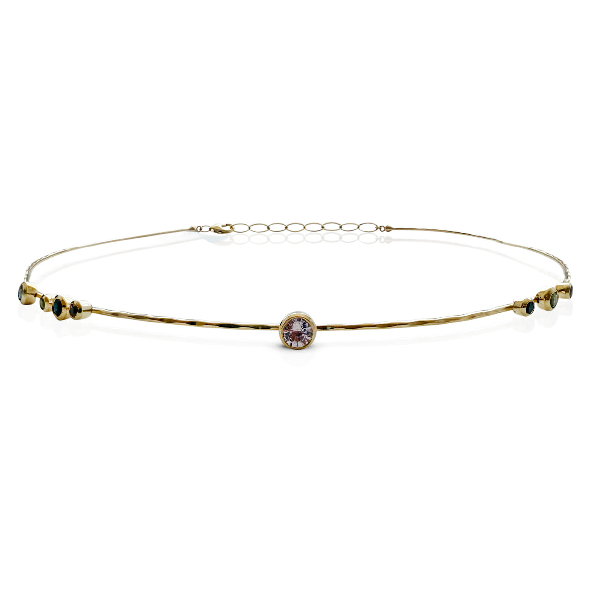14k Sapphire Hammered Wire Choker