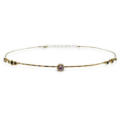 14k Sapphire Hammered Wire Choker