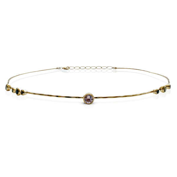 14k Sapphire Hammered Wire Choker