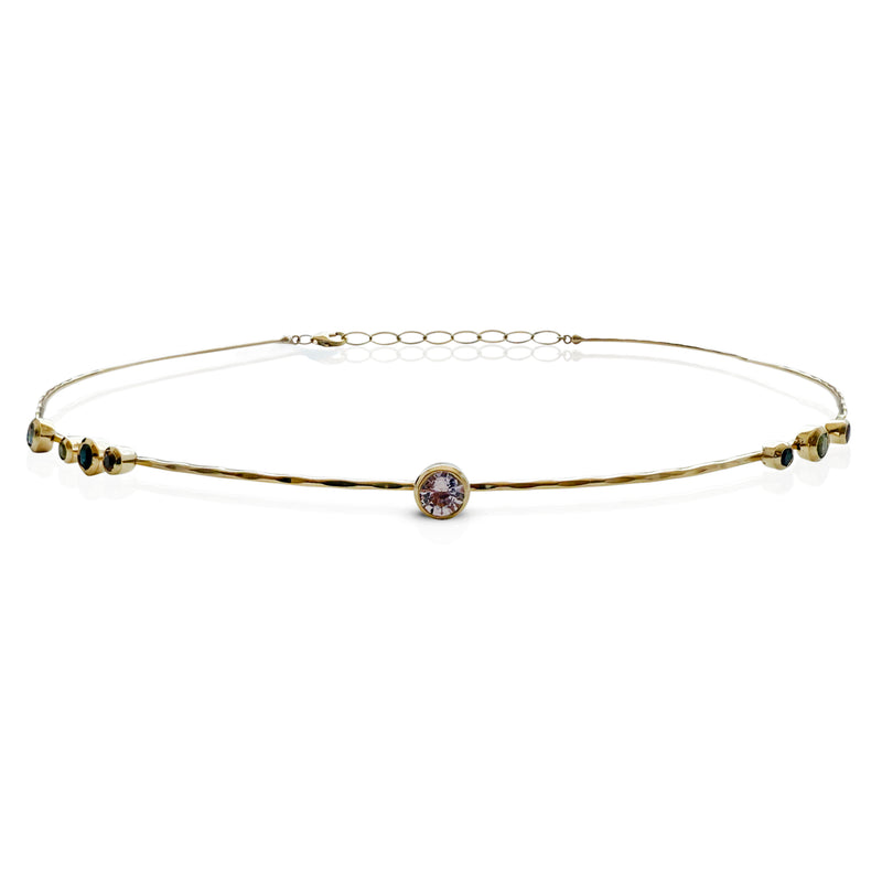 14k Sapphire Hammered Wire Choker