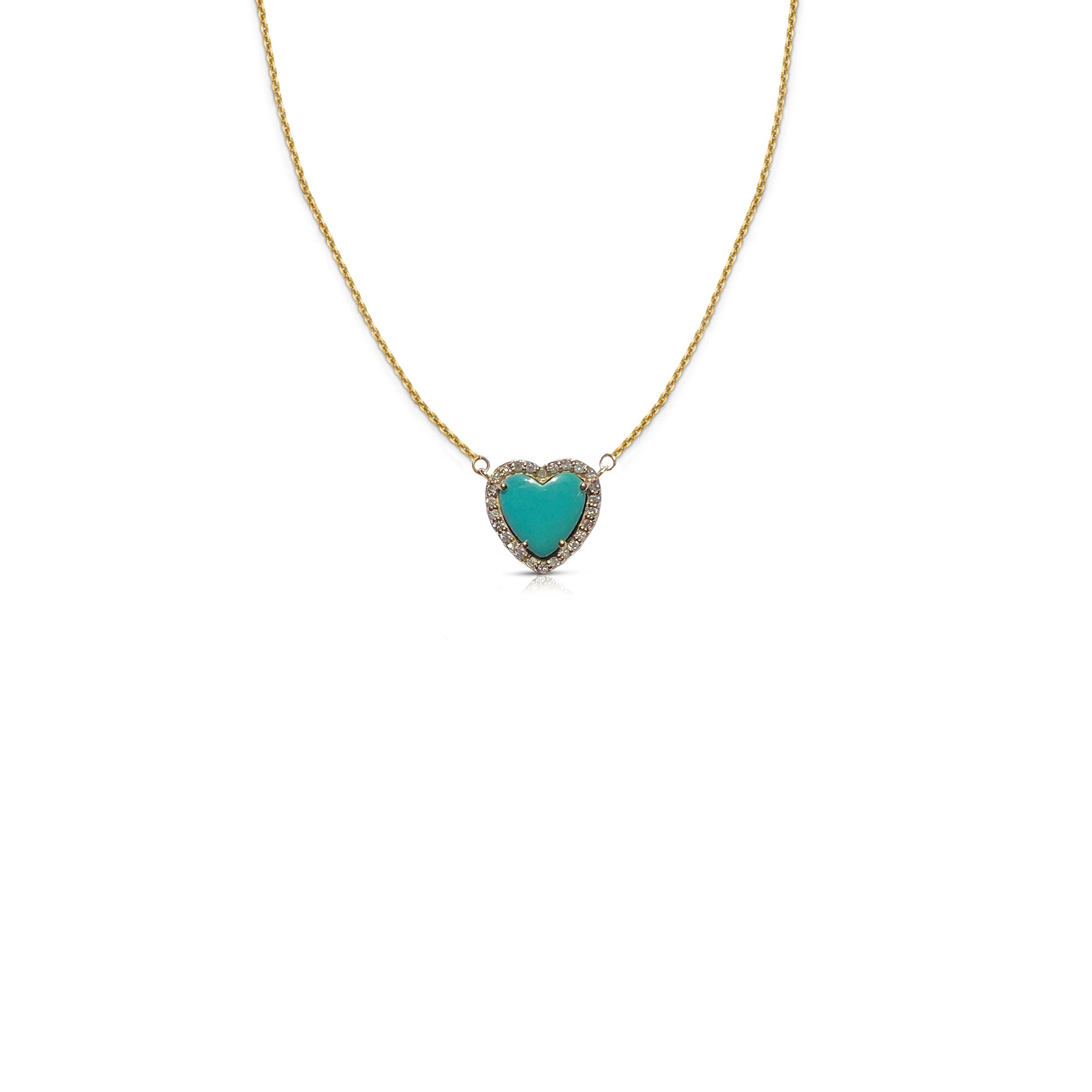 8mm 14k Turquoise Heart Necklace NEW