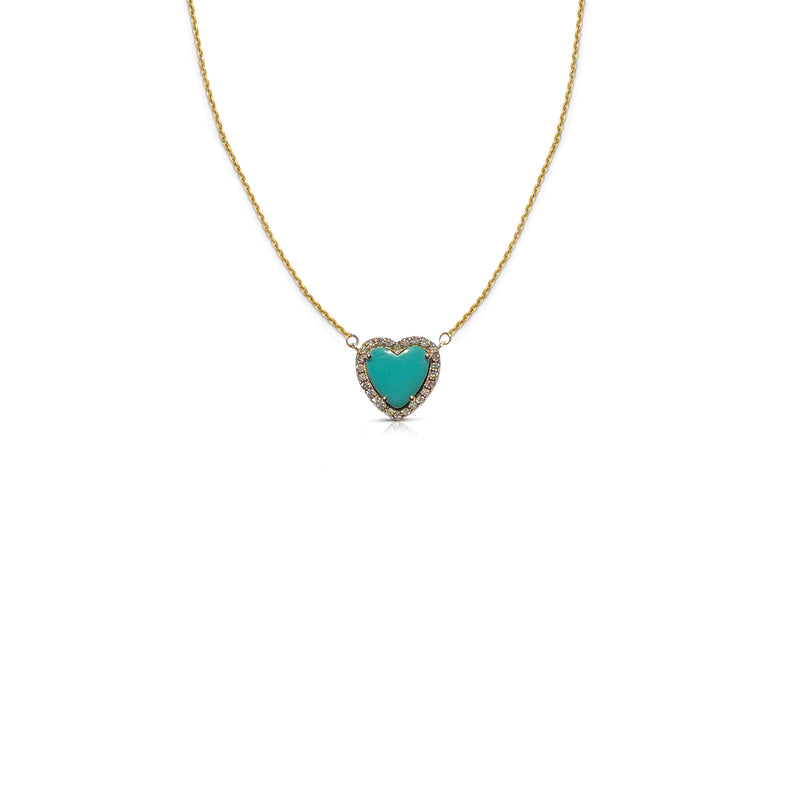 8mm 14k Turquoise Heart Necklace NEW