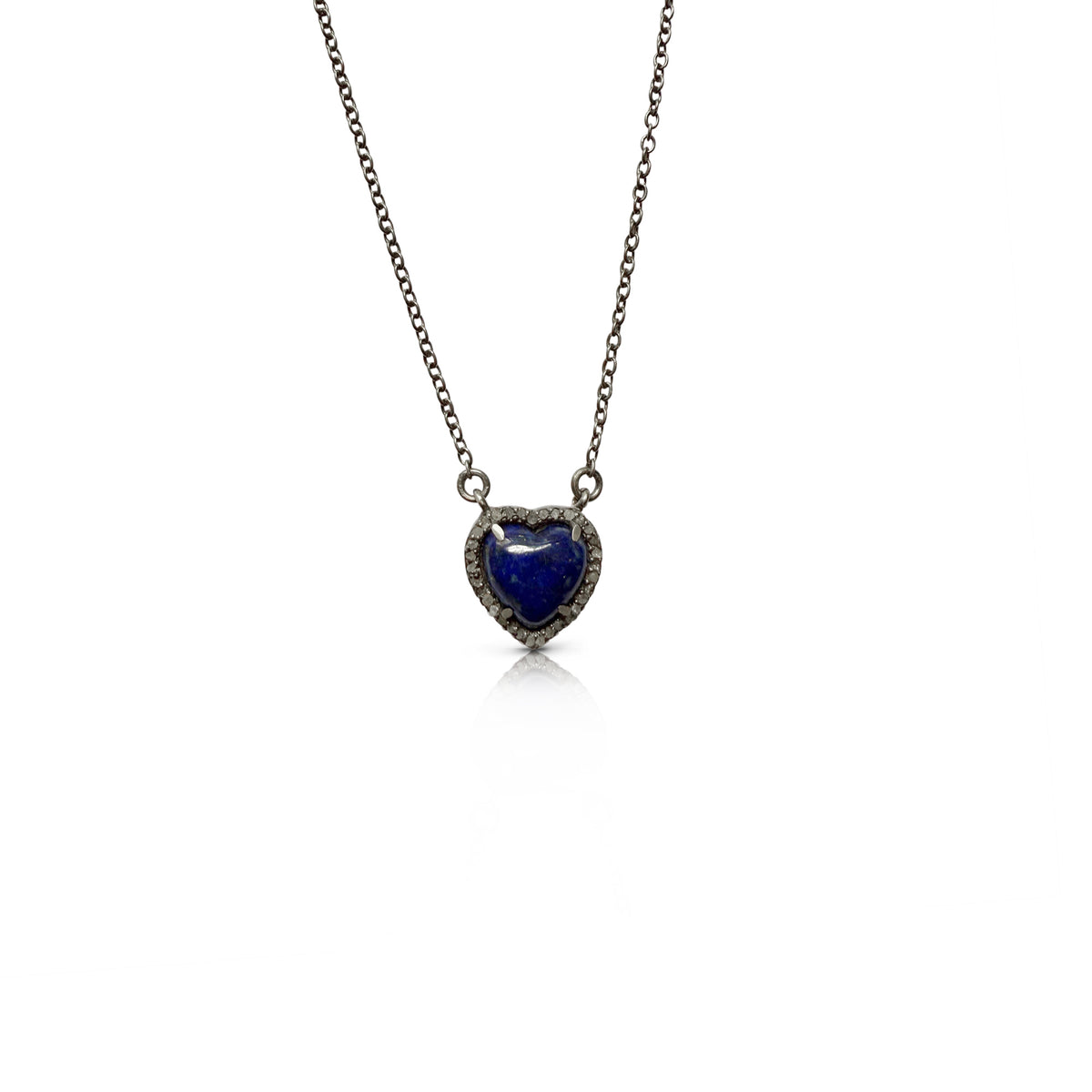 10mm Lapis Heart Charm Necklace