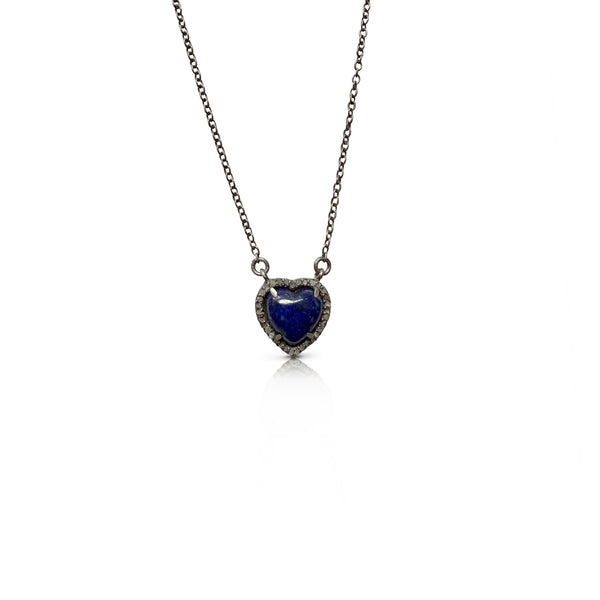 10mm Lapis Heart Charm Necklace
