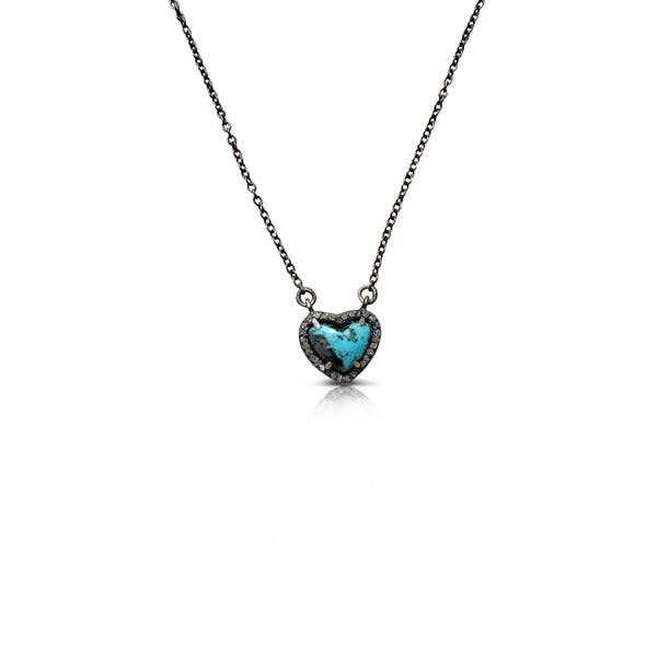 10mm Turquoise Heart Diamond Necklace