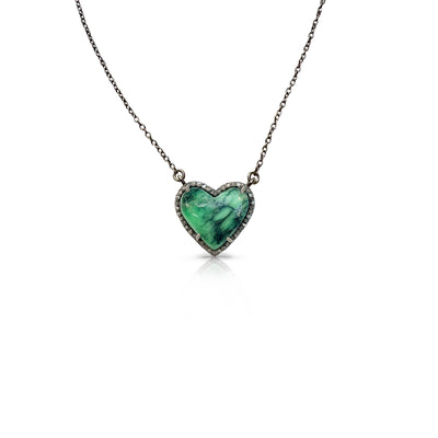 Black Bridge Variscite  Heart Charm Necklace