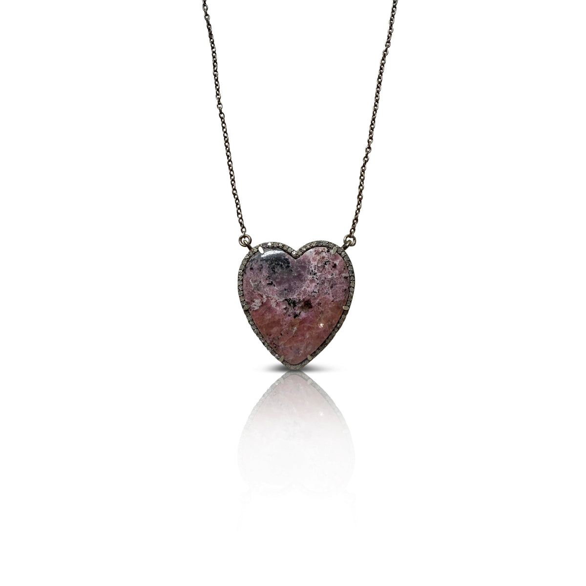 Pink Cobalt Heart Charm Necklace