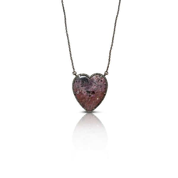 Pink Cobalt Heart Charm Necklace