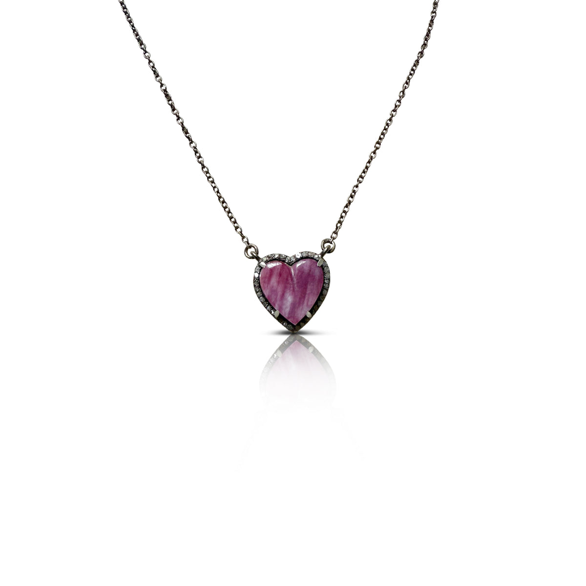 Spiney Oyster Shell  Heart Charm Necklace