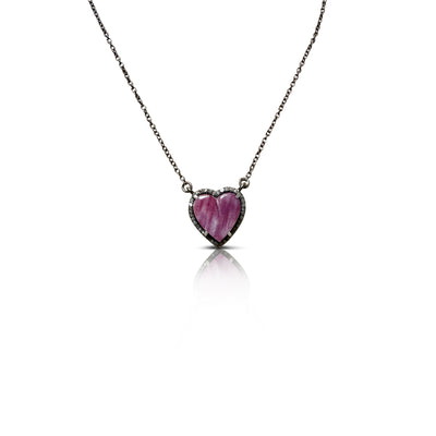 Spiney Oyster Shell  Heart Charm Necklace