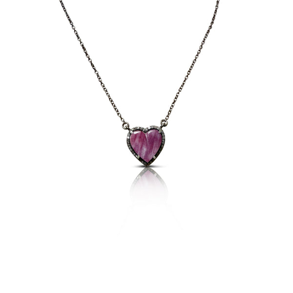 Spiney Oyster Shell  Heart Charm Necklace
