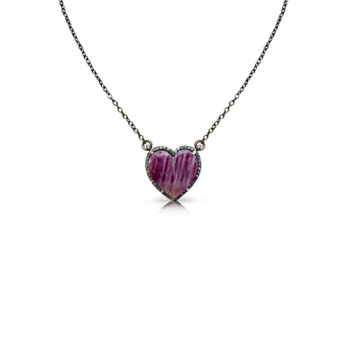 Spiney Oyster Shell  Heart Charm Necklace