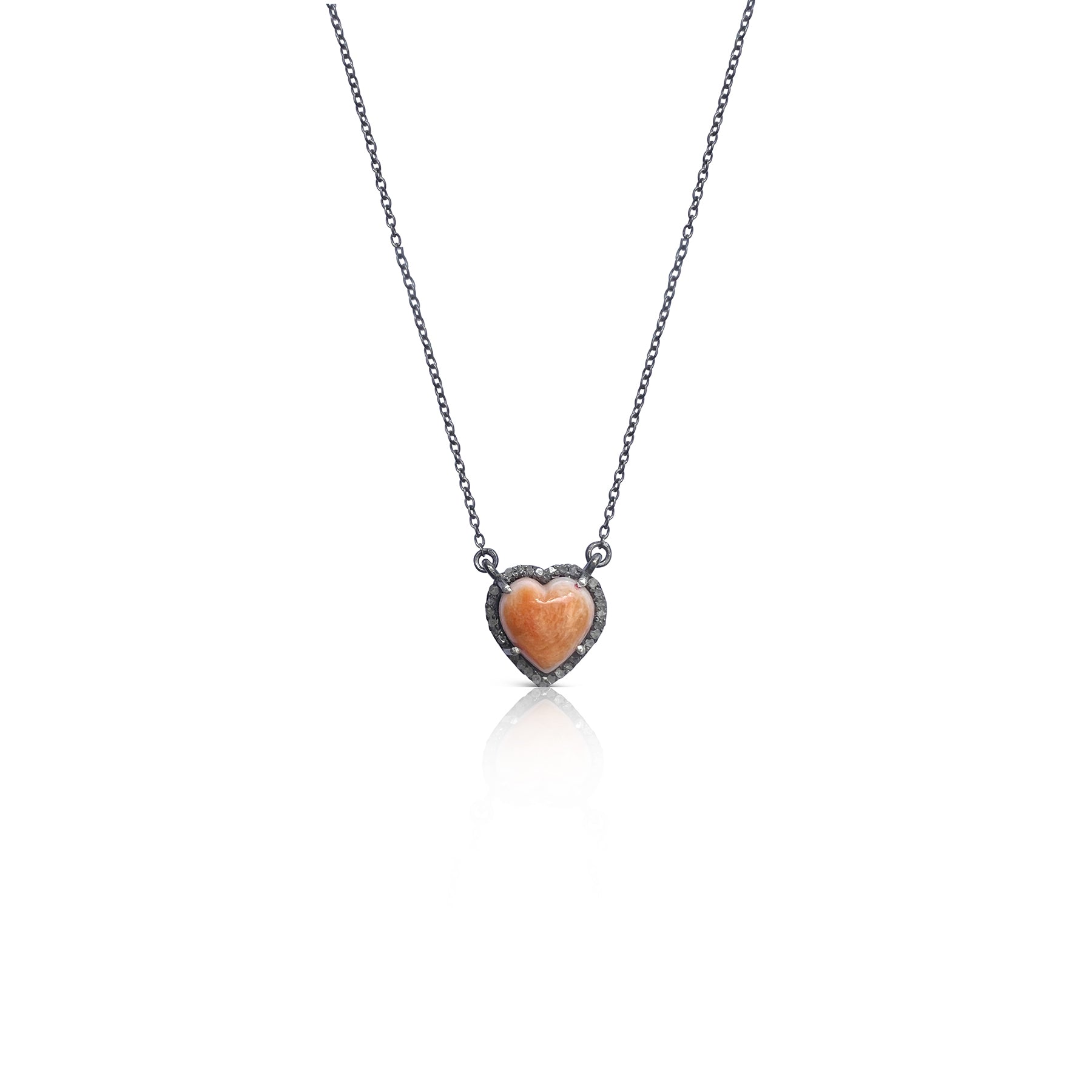 10mm Spiney Oyster Shell Heart Charm Necklace