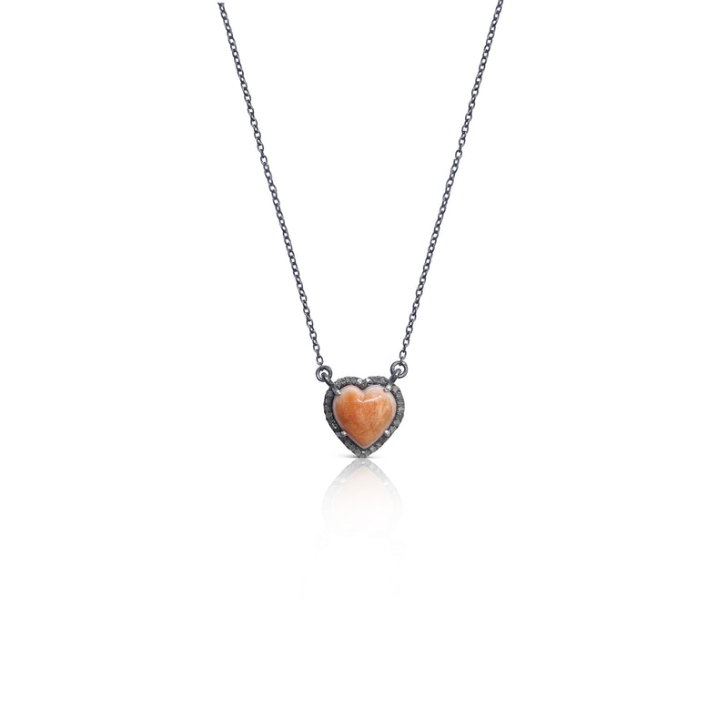 10mm Spiney Oyster Shell Heart Charm Necklace