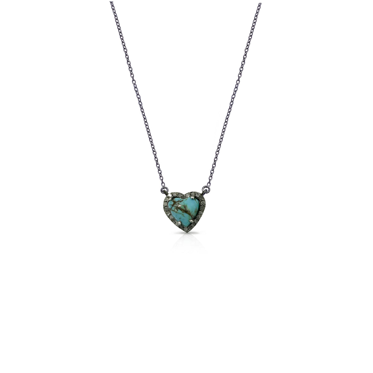 8mm Turquoise Heart Diamond Necklace