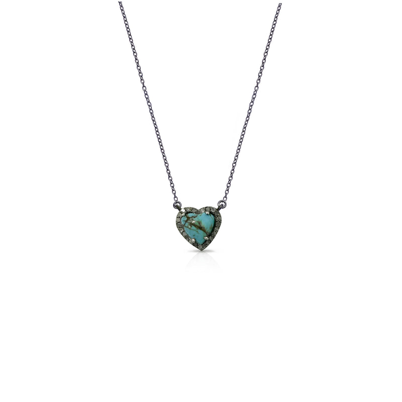 8mm Turquoise Heart Diamond Necklace