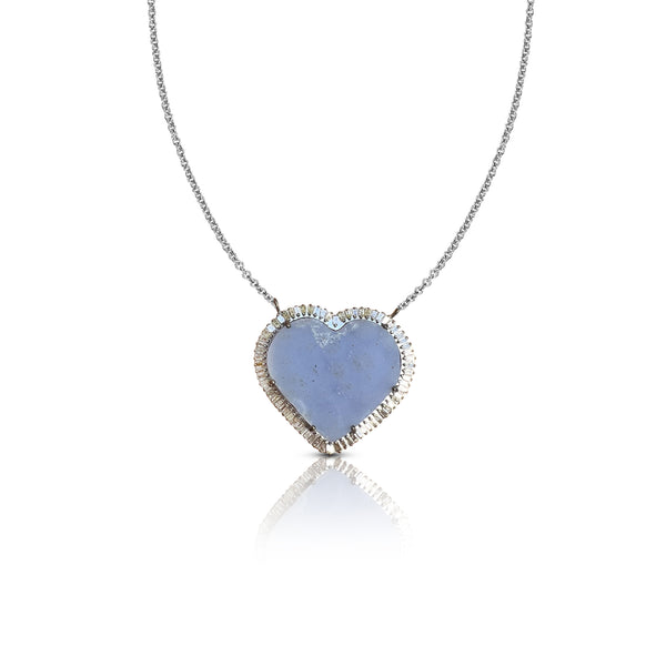 Silver and Diamond Druzy Heart Necklace