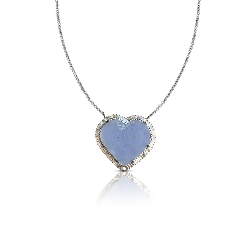 Silver and Diamond Druzy Heart Necklace