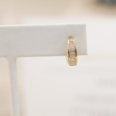 14k Yellow Gold Baguette Huggies