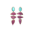 14k Turquoise and Cobalto Qaudri Drop Earrings