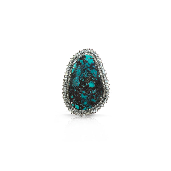 Dark Turquoise Diamond Ring