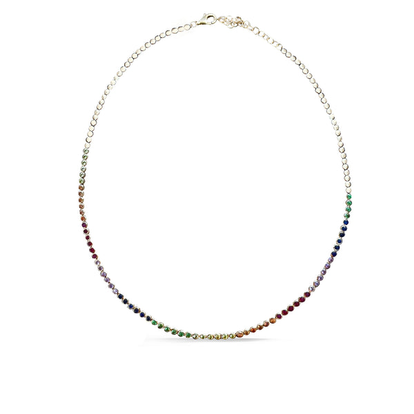 14k Bezel Set Rainbow Sapphire Necklace