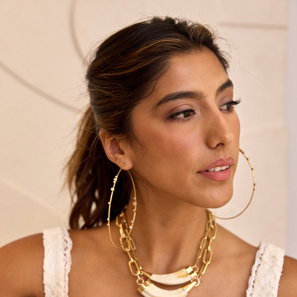 14k and Diamond Flex Large Hoops