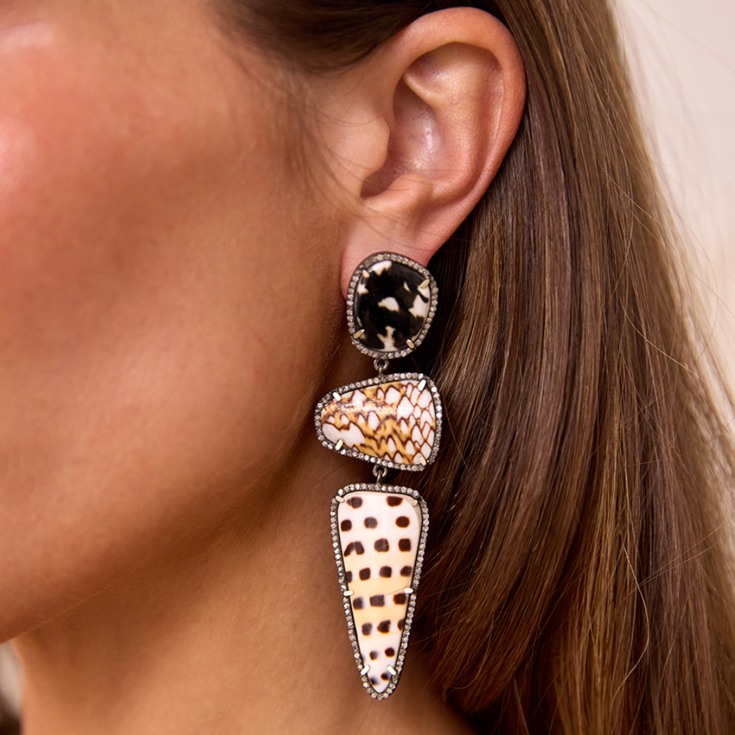 Multi Shell Triple Drop Earrings