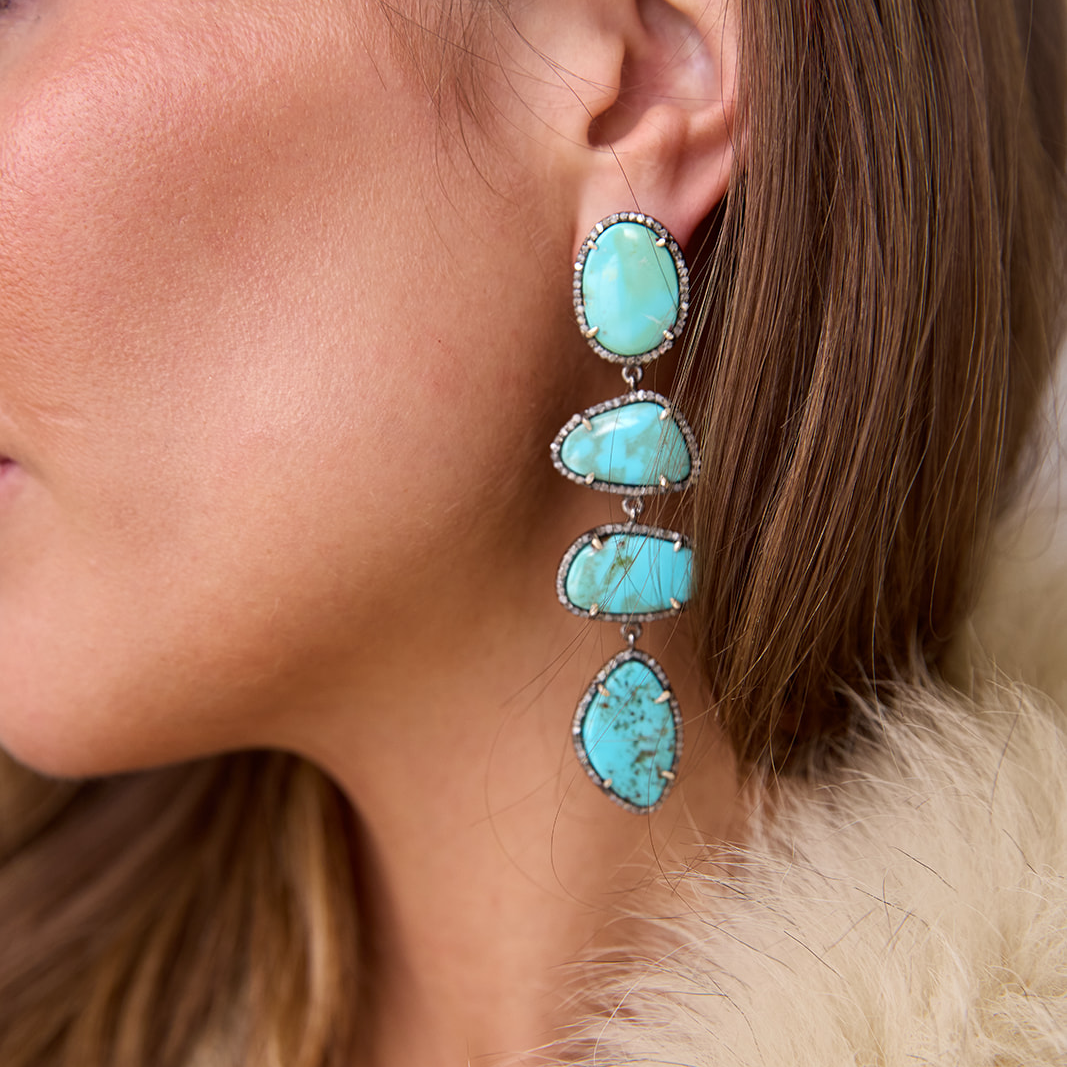 Turquoise Quadri Drop Earrings