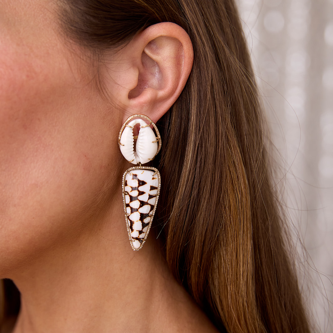 14k Shell Double Drop Earrings