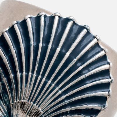 Painted shell napkin rings, blue, set of two