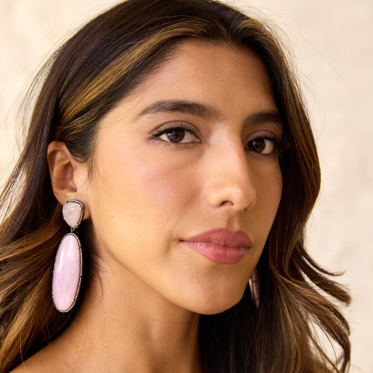 Phosphosiderite Double Drop Earrings