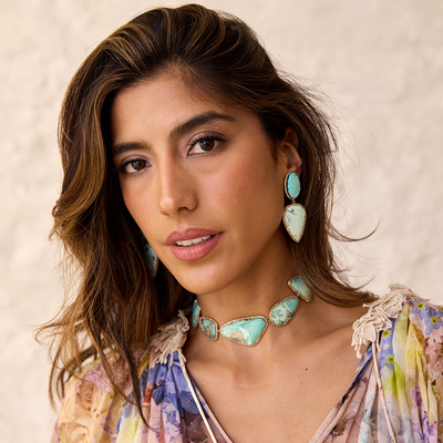 14k Turquoise and Variscite Double Drop Earrings