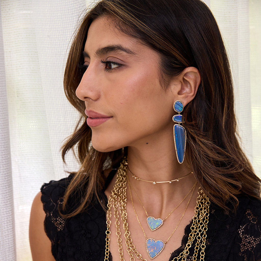 14k Boulder Opal Triple Drop Earrings