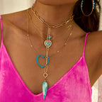 14k Small Turquoise Baguette Heart Necklace