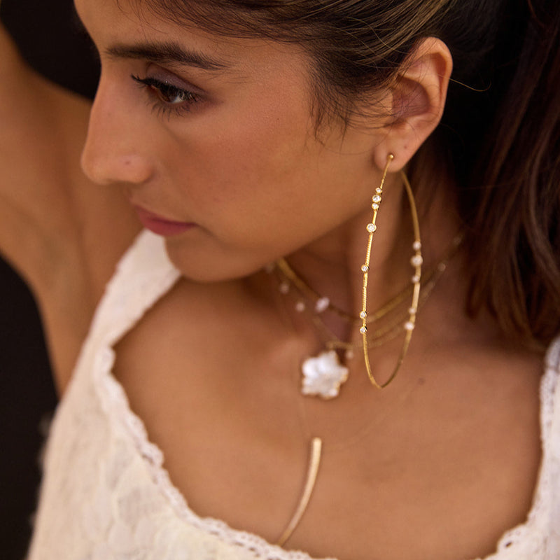 14k and Diamond Flex Large Hoops