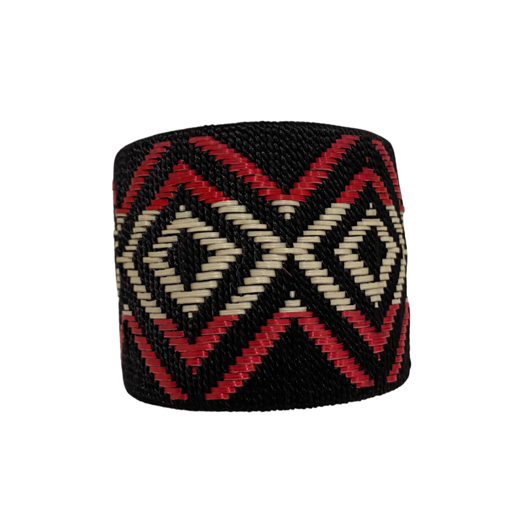 Large Red & White Woven Cuff