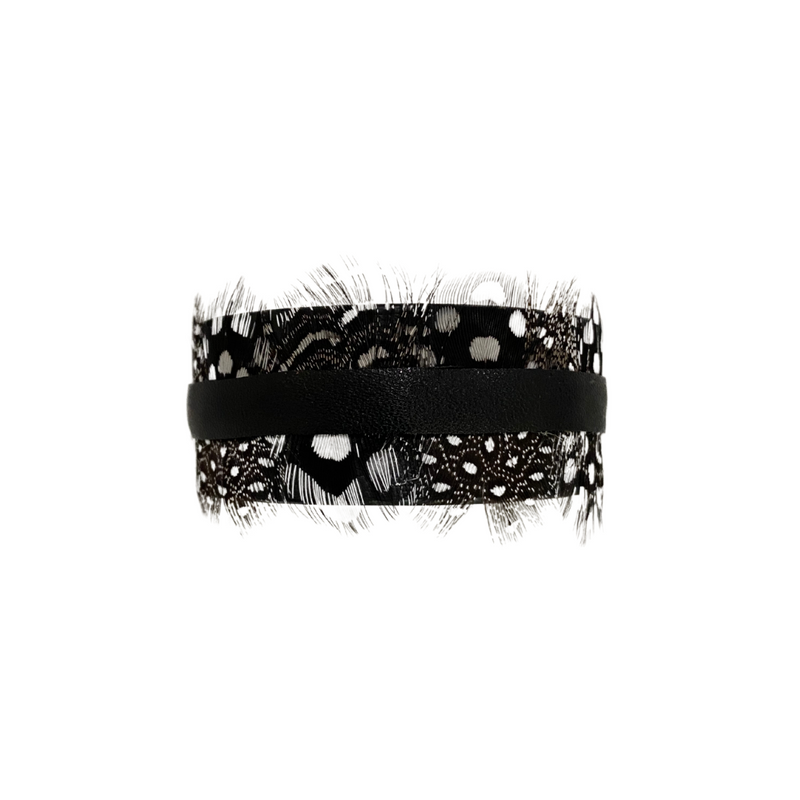 Small Black & White Spotted Feather Cuff