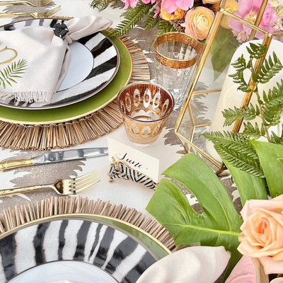 Zebra placecard holders, set of two