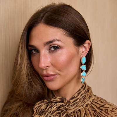 14k Quadri Drop Turquoise Earrings