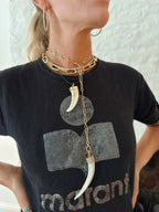 14k Gold and Rubber Cord Necklace