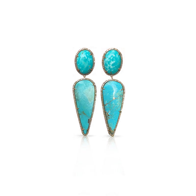 14k Turquoise Double Drop Earrings