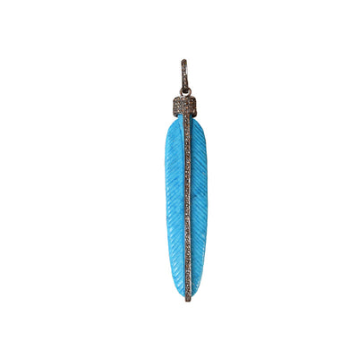 Turquoise Carved Feather Pendant