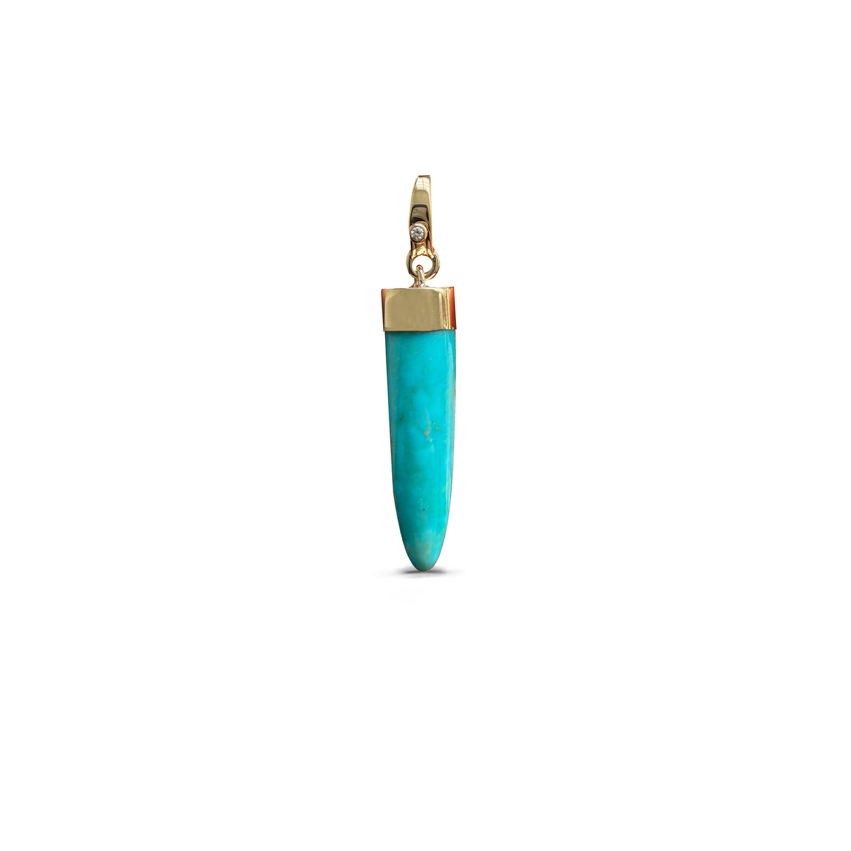 14k Kingman Turquoise Elongated Cabochon Charm 1