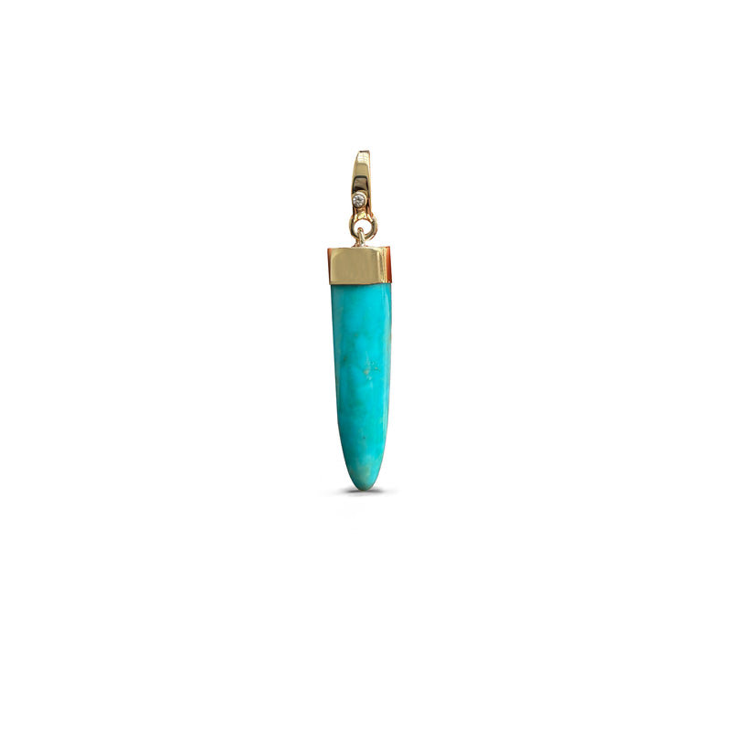 14k Kingman Turquoise Elongated Cabochon Charm 1
