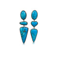 Kingman Turquoise Mixed Heart Triple Drop Earrings