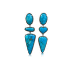 Kingman Turquoise Mixed Heart Triple Drop Earrings