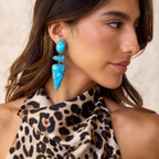 Kingman Turquoise Mixed Heart Triple Drop Earrings